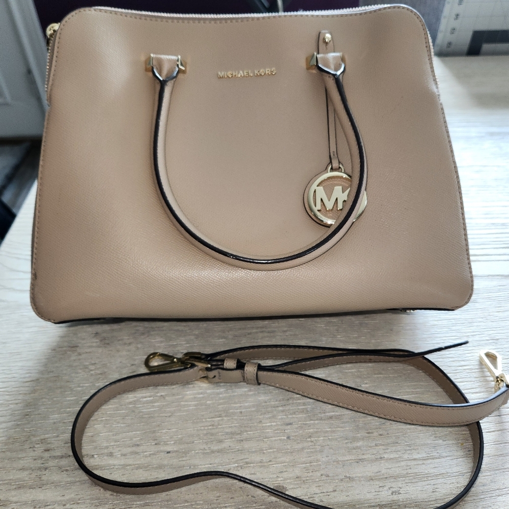 Michael Kors Tan Satchel with Structured Design